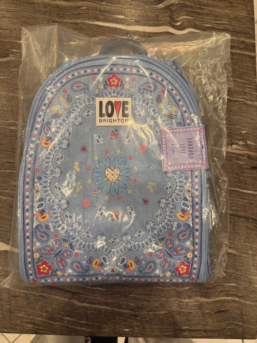 Brighton Light Blue Bandana-Print Mini Backpack